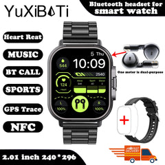 2024 New TWS 2-in-1 With Headset Smart Watch Bluetooth Call Men Watch GPS Track SmartWatch Heart Rate Monitor Play Music Watch