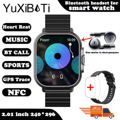 2024 New TWS 2-in-1 With Headset Smart Watch Bluetooth Call Men Watch GPS Track SmartWatch Heart Rate Monitor Play Music Watch