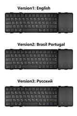 SeenDa Tri-Folding Wireless Keyboard with Touchpad Rechargeable Mini Keyboard Foldable Keyboard for Windows Phone PC Table