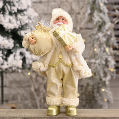 Christmas Santa Claus Toy With Gift Bag Stand Santa Claus Decor Resin Mini Holding Presents Home Navidad Party Ornaments 2024